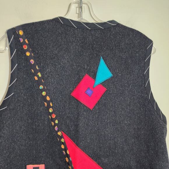 Vintage Lynn Murray 80s pop 100% wool felt art to wear vest woman's size Large - Picture 9 of 10